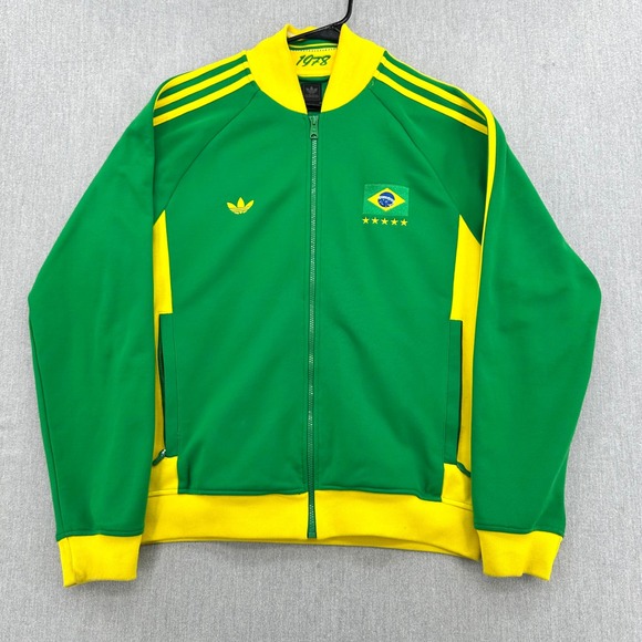 adidas Other - Adidas Brazil Track Jacket Mens Large Green 1978 World Cup Retro Full Zip Coat